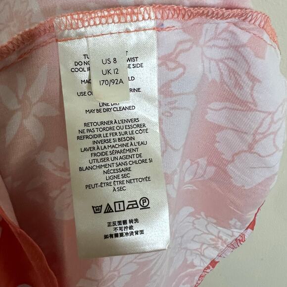 Free People Ashley Slip Dress 8 Womens Pink Plunge Maxi Ruffle Feminine Floral - Picture 12 of 14